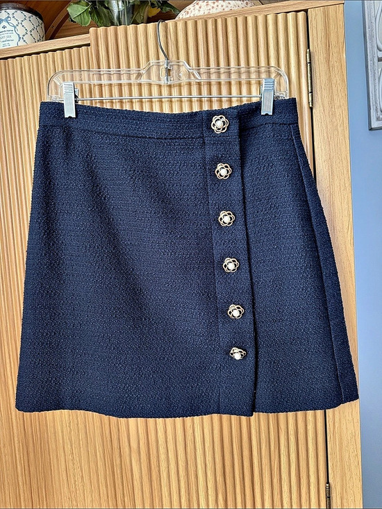 Ann Taylor Dresses & Skirts - Ann Taylor Navy Tweed Button Mini Skirt Gold-Tone Buttons Worn Once